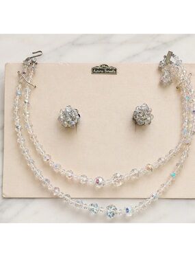 NOC Vintage Elco Aurora Borealis
Crystal Necklace & Clip-on Earrings Set